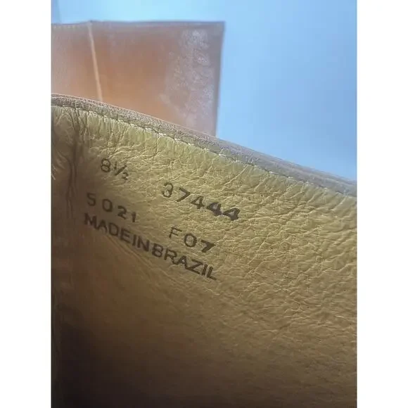 Frye Mid Calf Leather Boots Pull On Harness Strappy Brown Women's 8.5 M 37444 - Picture 9 of 16